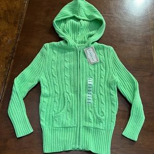 Arizona Girl’s M (5) Green Zippered Hooded Sweater NWT